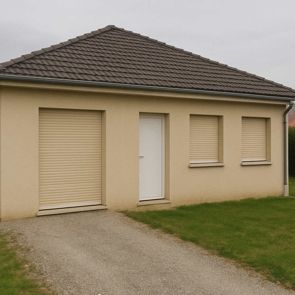 Maison avec volets roulants manuels