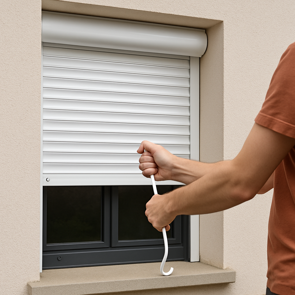Volet roulant manuel en action